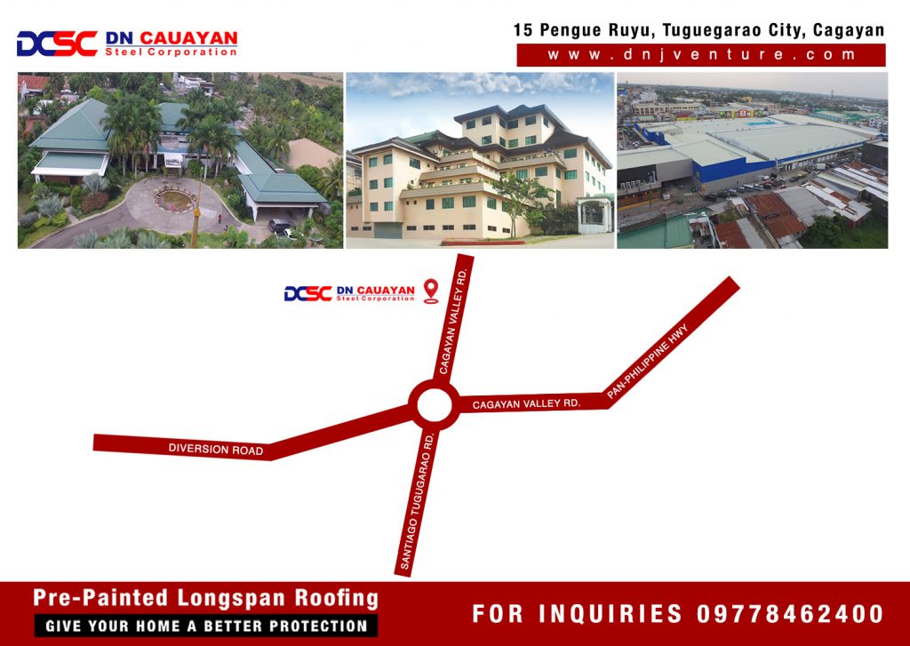 DN Steel Joint Ventures Tuguegarao located at Pengue Ruyu, Tuguegarao City, Cagayan. A satellite office of DN Cauayan Steel Corporation. You may contact us at 0977 846 2400 for inquiries. 