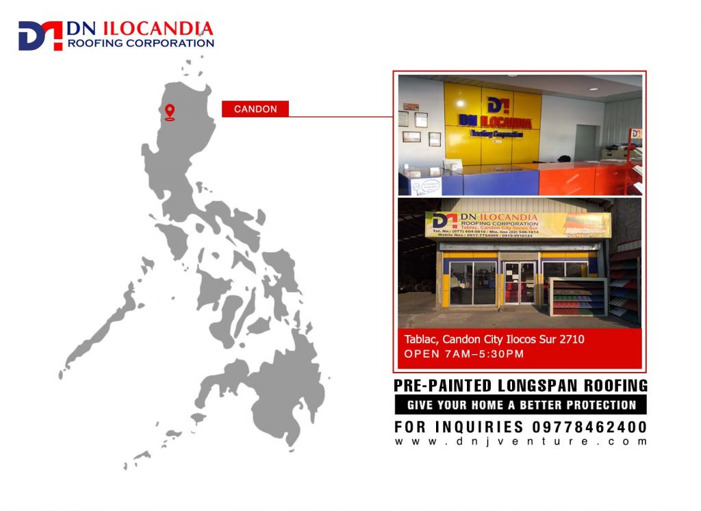 DN Ilocandia Roofing Corporation is located Tablac Candon City, Ilocos Sur. You may contact us at 0977 846 2400 for inquiries. 