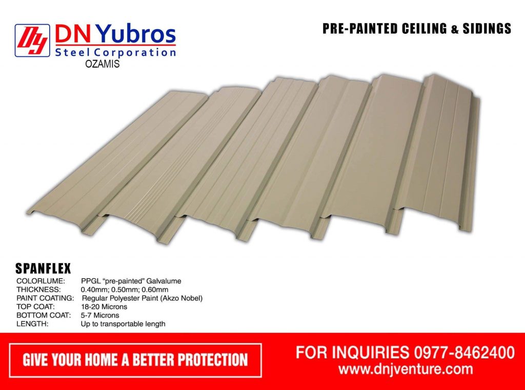 DN Steel’s pre-painted metal ceiling are best and commonly used in exterior eaves and sidings both in residential and commercial applications.