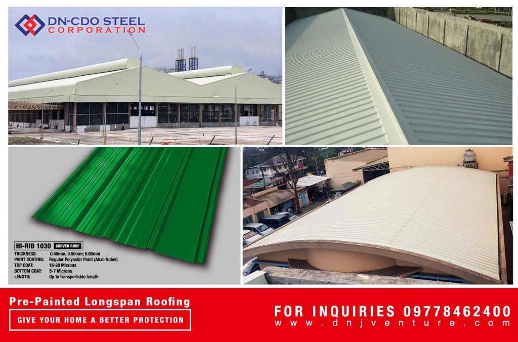 DN Steel's various profiles are designed for different applications. These are the finished projects of DN CDO Steel Corporation using DN Hi-Rib 1030 profile which can also be curved and applicable both to residential and commercial structures.