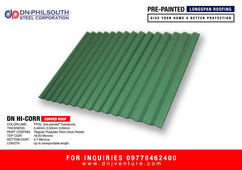 DN Steels Hi-Corr is a fast selling profile of DN-Philsouth Steel Corporation. This is best recommended for all types of Projects. Make it Residential, Commercial or Industrial.