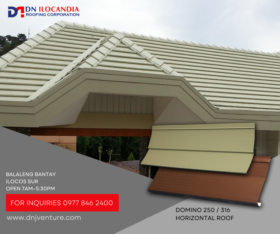 A horizontally laid type of roofing makes a unique design best for residential applications. Also recommended for clubhouses, multi-purpose halls, DN Domino is always a choice of Architects and designers. This profile is available in our DN Ilocandia Roofing Corp. – Bantay a satellite office is located at Balaleng, Bantay, Ilocos Sur.