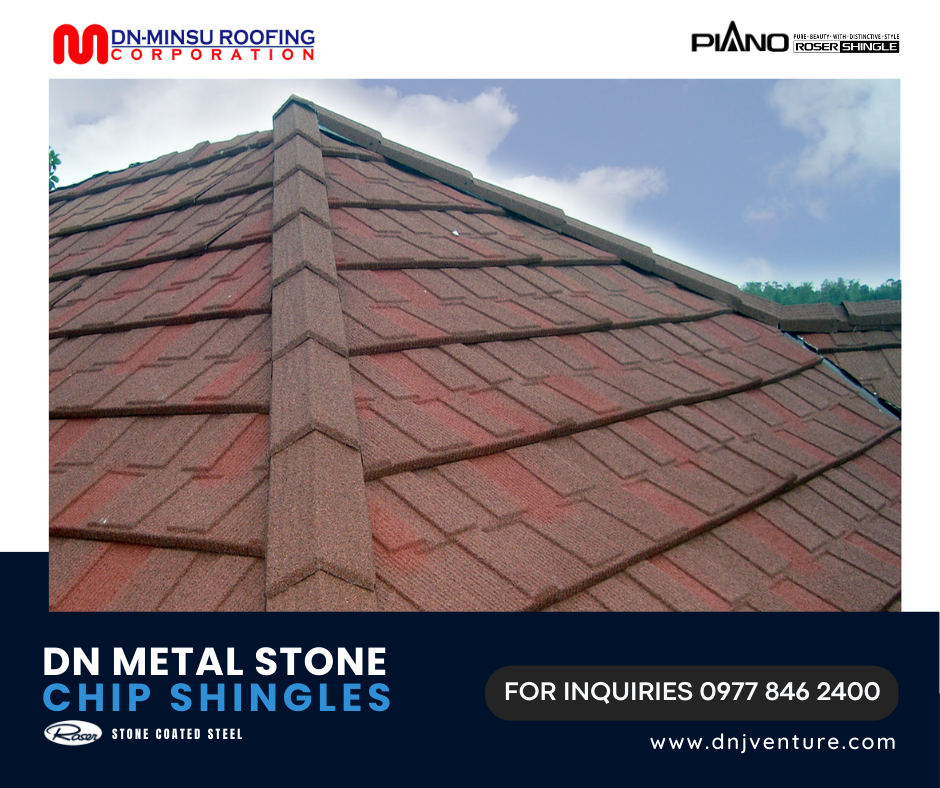 DN Metal Roof Shingles highlight an elegant look in distinctive designs to your home and to every structure. Its granulated stone chips add weather protection to your roof.
