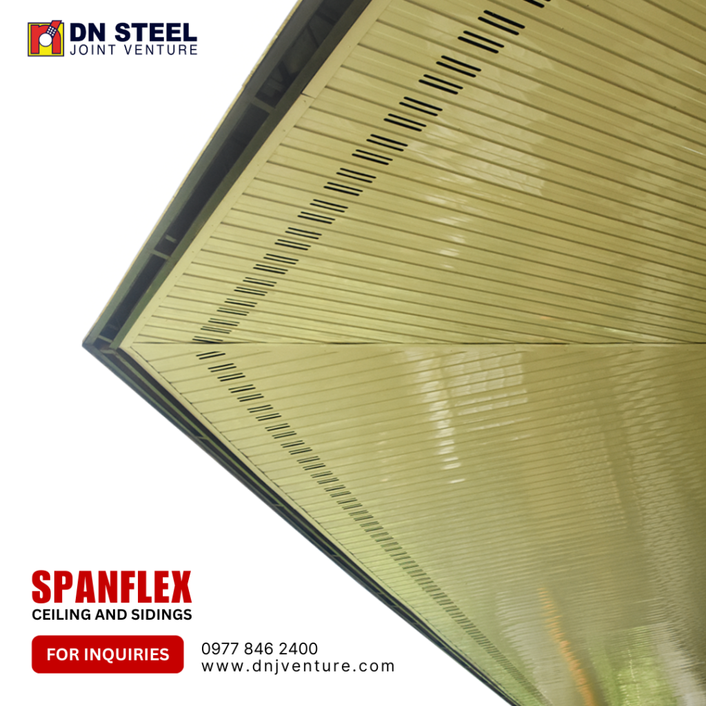 DN Steel's pre-painted metal ceilings are ideal for outside eaves and sidings in both residential and commercial applications. To know more about our products and services, give us a call at 0977 846 2400.