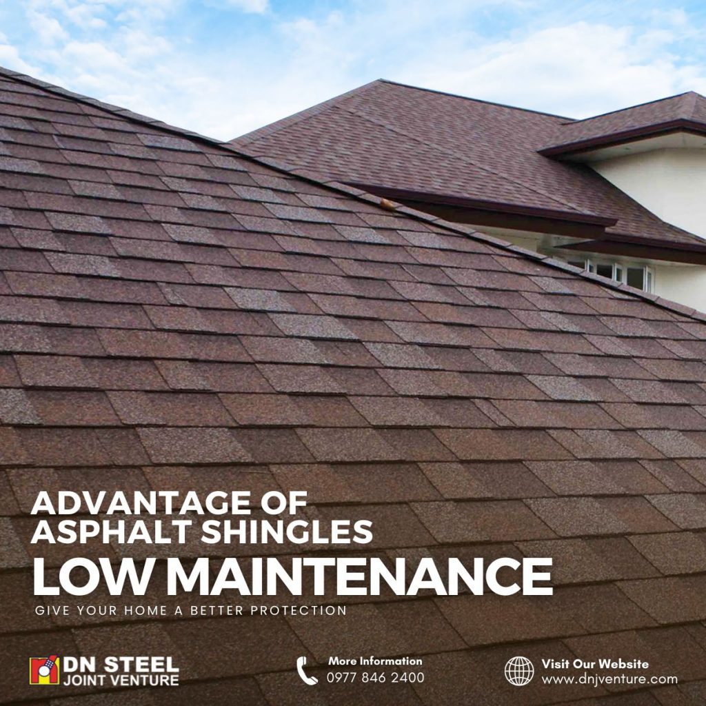 Asphalt shingles require minimal maintenance over their lifespan. Periodic inspections and cleaning can help prolong their durability, but they generally do not need specialized maintenance or treatments. It offers a combination of affordability, versatility, durability, and ease of installation that makes it a practical choice for many residential roofing projects. To know more about our products and services, give us a call at 0977 846 2400.